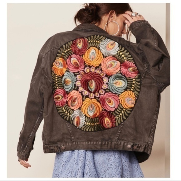 Ashbury Vintage Wash Black Embroidered Denim Jacket - Picture 2 of 13